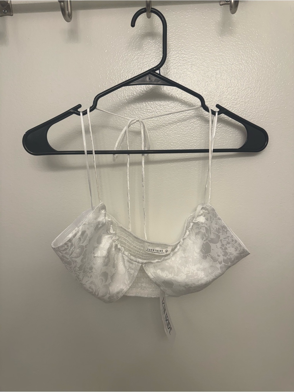 12th Tribe White Satin Floral Cropped Bralette